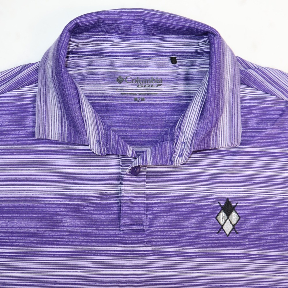 Columbia Golf Colliers Reserve Mens Purple Striped Omni-Wick Slide Polo Medium